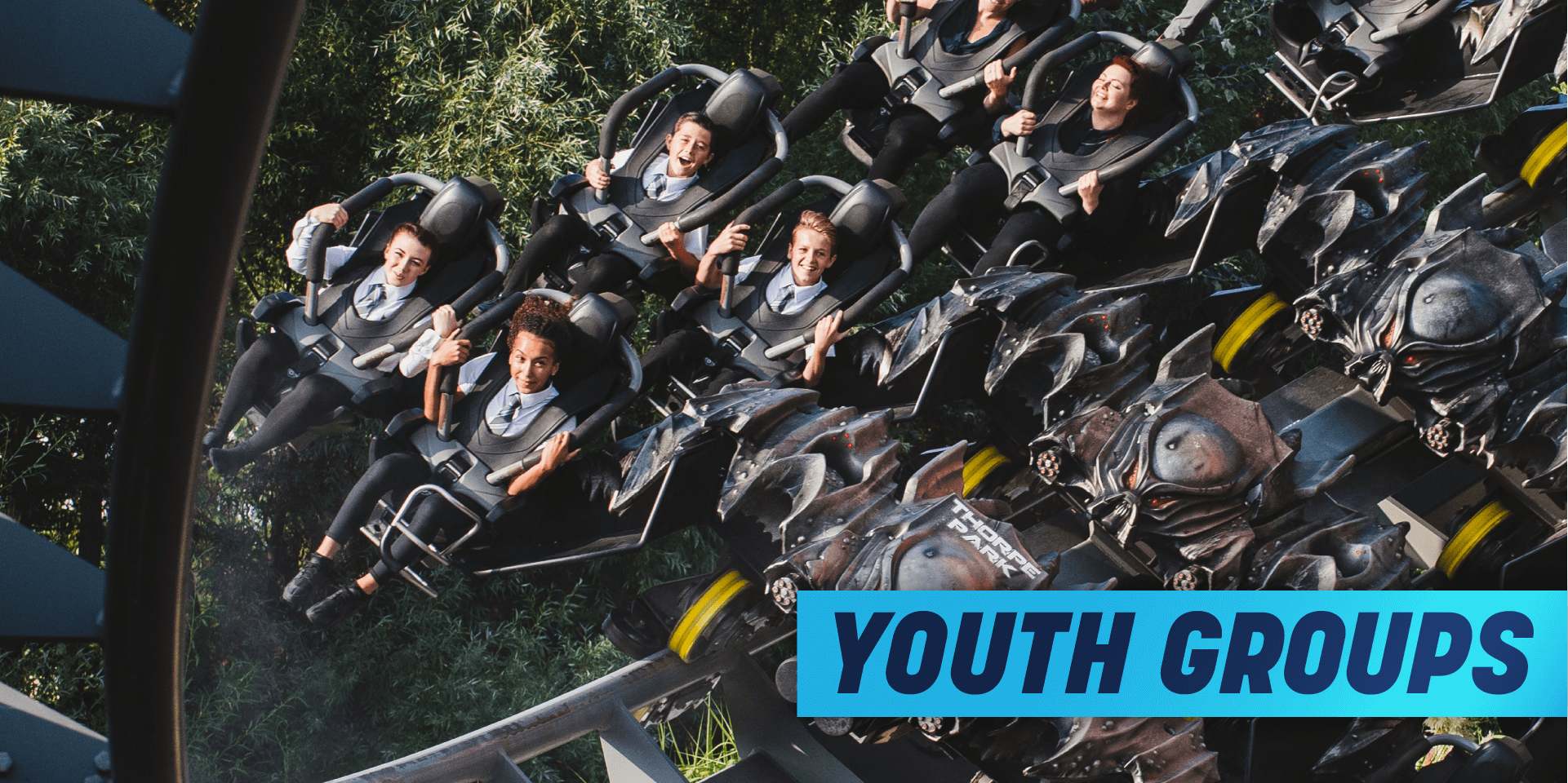 Youth Groups Discount , students on rollercoaster