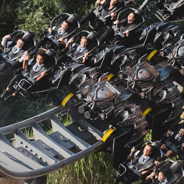 Students On The Swarm Rollercoaster