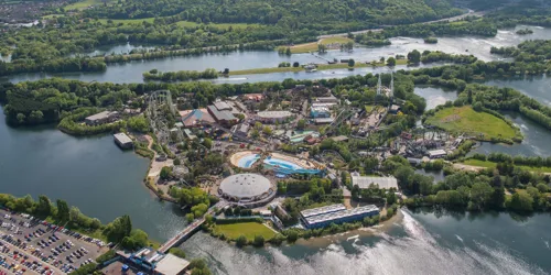 Aerial view of Thorpe Park