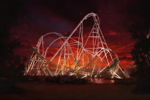 Hyperia in the dark with a red sky