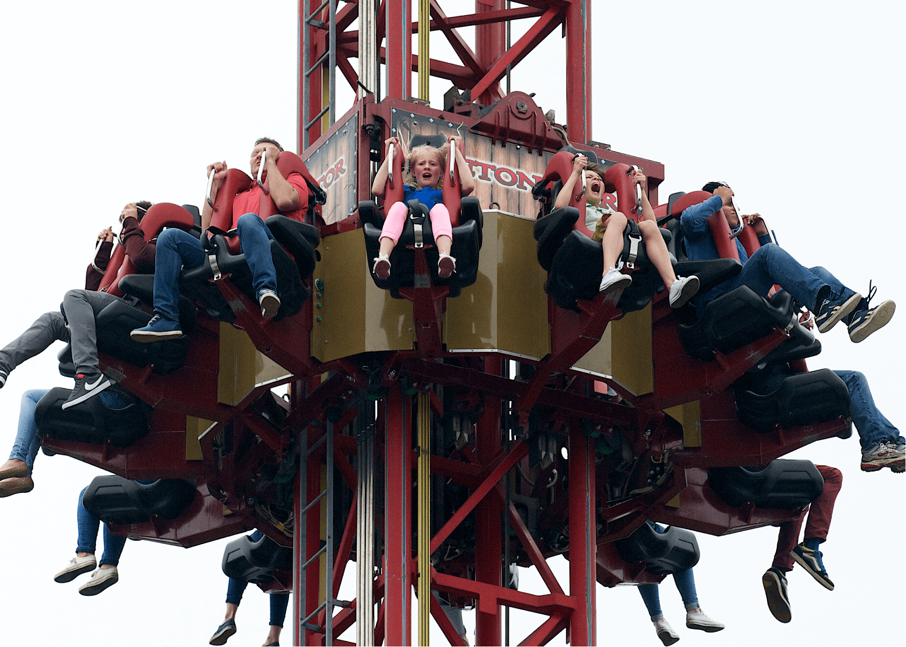 Detonator Drop Tower Ride Thorpe Park Closeup of Guests
