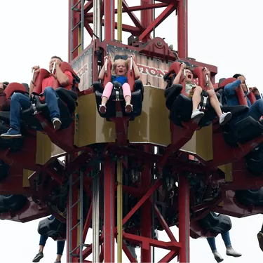 Detonator Drop Tower Ride Thorpe Park Closeup of Guests