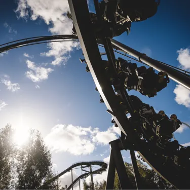 The Swarm Rollercoaster Closeup Track Incline