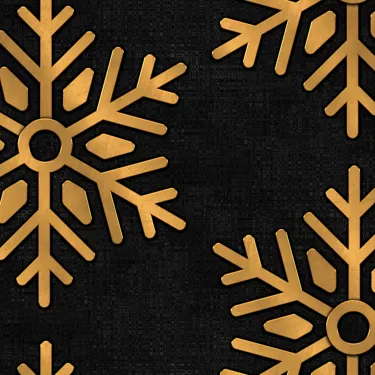 Gold snowflakes on black background 