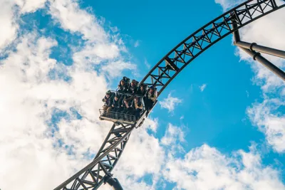 Guests levelling up after a being upside down on SAW The Ride