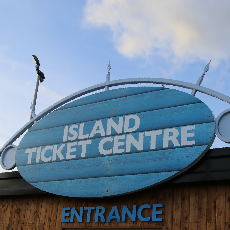 Island Ticket Centre Sign