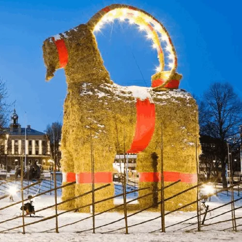 Christmas Goat Statue