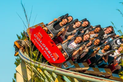 Guests riding Colossus 