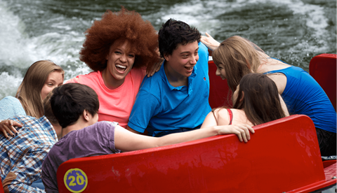 Rumba Rapids Water Ride , Group of Teenage Guests Laughing