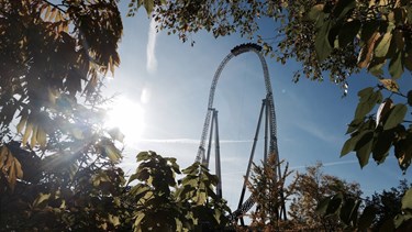 Stealth Rollercoaster viewed from a garden area