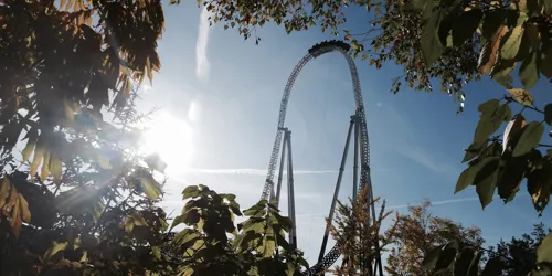 Stealth Rollercoaster viewed from a garden area