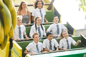 Primary School Group And Teacher On Mr Monkeys Banana Ride
