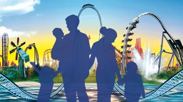Silhouette Of Family Outside The Resort