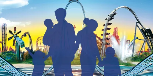 Silhouette Of Family Outside The Resort