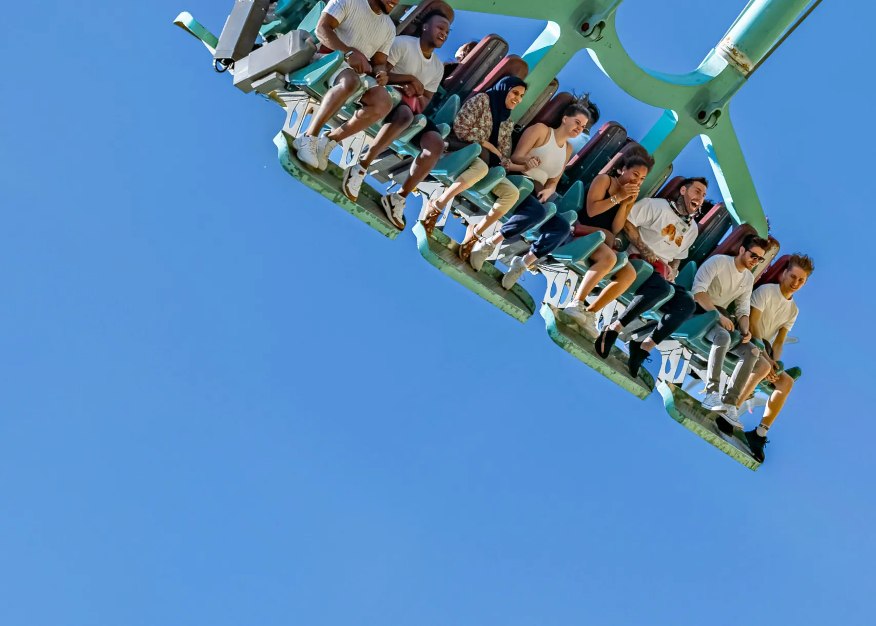 Thrillseekers enjoying Rush at Thorpe Park