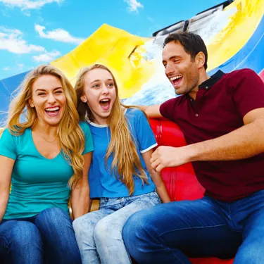 Storm Surge Water Ride Family Laughing Closeup