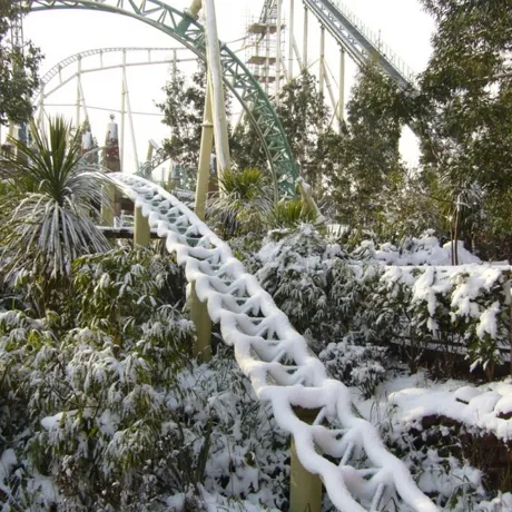 Colossus Rollercoaster Covered In Snow
