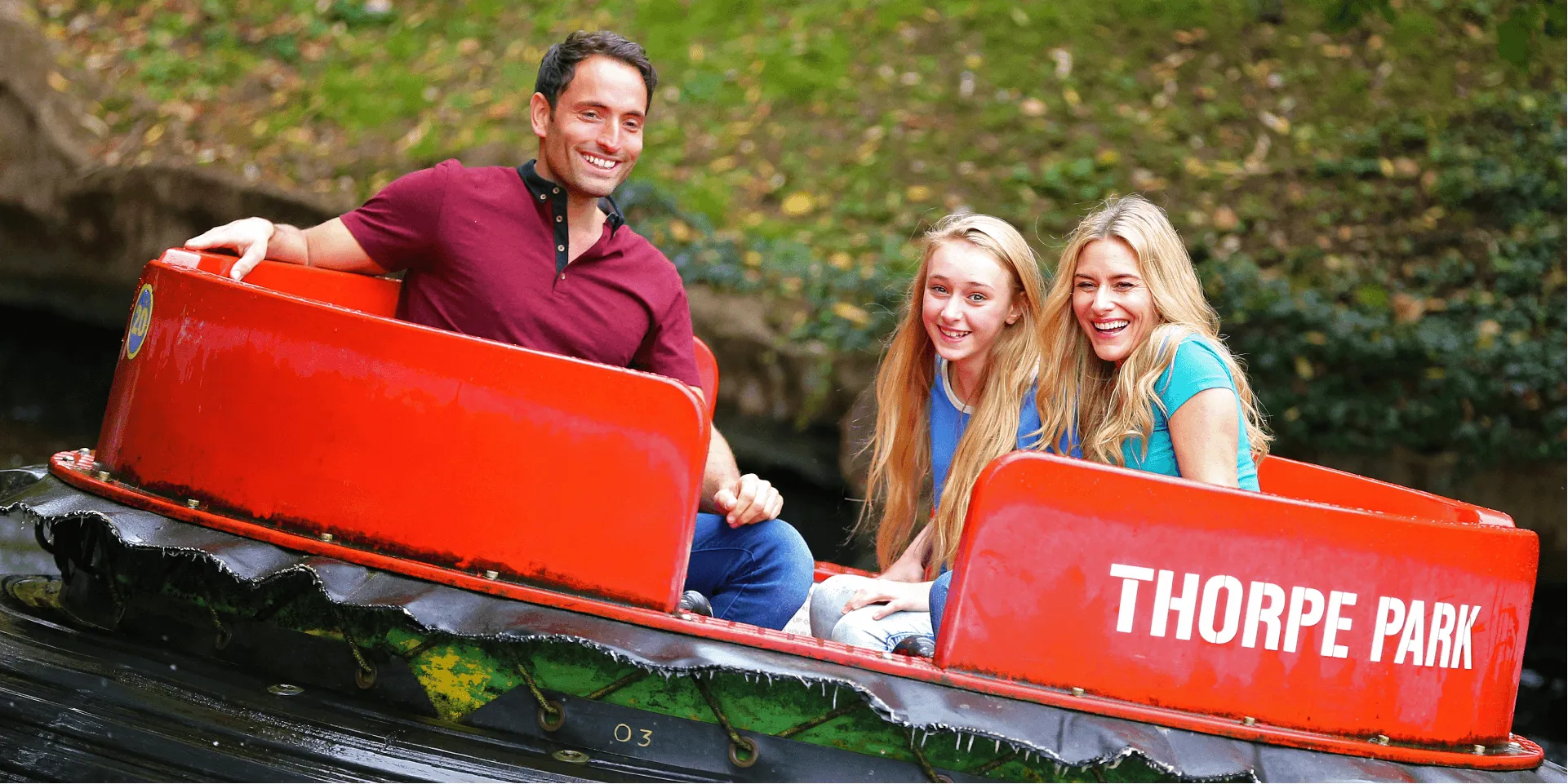 Rumba Rapids Water Ride Family Closeup