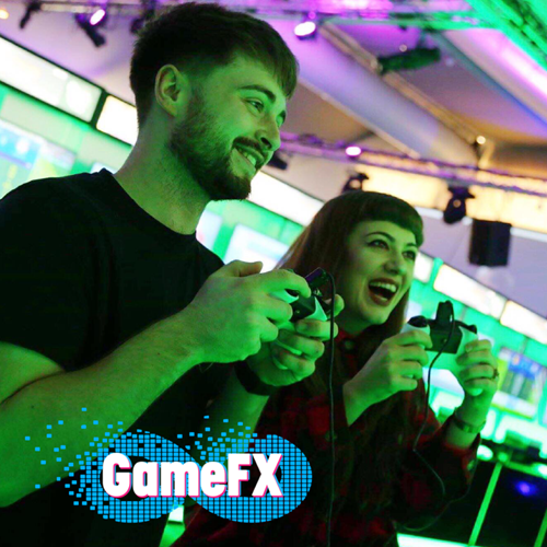 Gamefx, friends laughing whilst playing a game