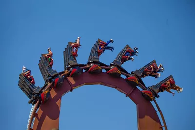 Guests upside down on Nemesis Inferno