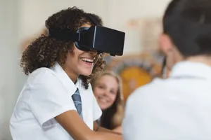 Student Wearing A VR Headset