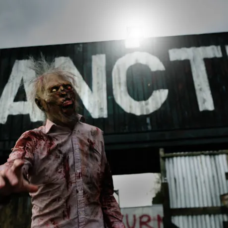 A walker lurching towards the camera